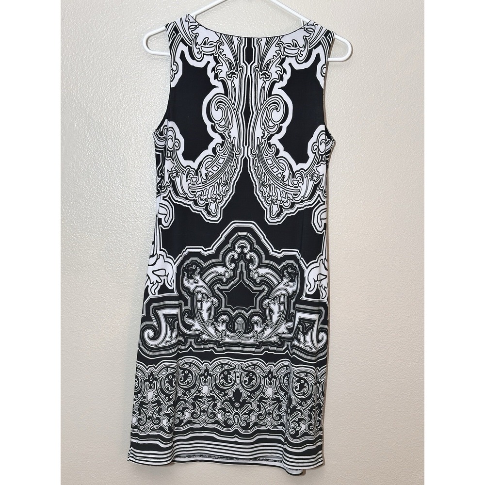 INC International Concepts Black White Paisley Sleeveless Dress Womens Medium - Picture 6 of 6